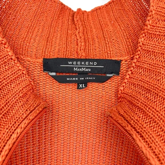 Max Mara Weekend 100% Cotton Orange Zip Cardigan Sz XL Made in Italy - Picture 2 of 12